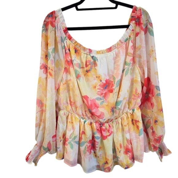 New 3x Perfectly Priscilla Stunning Colorful Plus Size Blouse - Picture 1 of 9